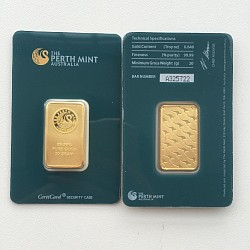 (Ali shipping)  20g Perth Mint 24k Gold Plated Bar in sealed (green) case