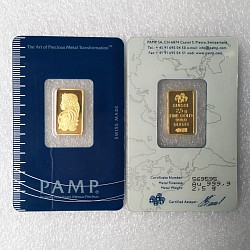 (Ali shipping)  2.5 gram Pamp Suisse Lady Fortuna 24k Gold Plated Bar in sealed (old style) case