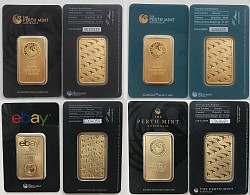(4pcs) Mixed 1 oz Perth Mint 24k Gold Plated Bar in sealed case