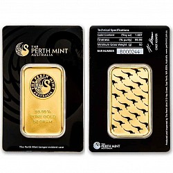 (Ali shipping)  50g Perth Mint 24k Gold Plated Bar in sealed (black) case