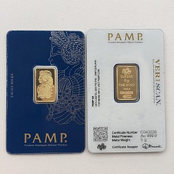 (Ali shipping)  5 gram Pamp Suisse Lady Fortuna 24k Gold Plated Bar in sealed (veriscan) case