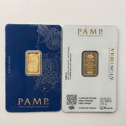 (Ali shipping)  2.5 gram Pamp Suisse Lady Fortuna 24k Gold Plated Bar in sealed (veriscan) case
