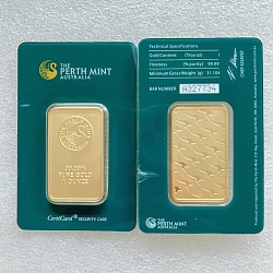 (Ali shipping)  1 oz Perth Mint 24k Gold Plated Bar in sealed (green) case