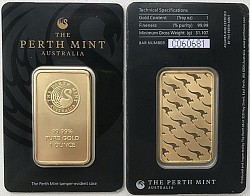 (Ali shipping)  1 oz Perth Mint 24k Gold Plated Bar in sealed (new) case