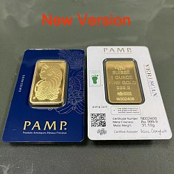 (Ali shipping)  (footprint) 1oz Pamp Suisse Lady Fortuna 24k Gold Plated Bar in sealed (veriscan) case