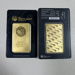 (Ali shipping)  100 gram Perth Mint 24k Gold Plated Bar in sealed (black) case