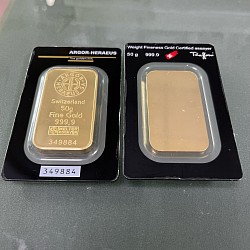 (Ali shipping)  (blank reverse) 50 gram Argor Hereaus 24k Gold Plated Bar in sealed case