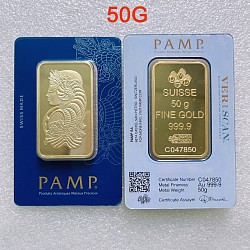 (Ali shipping)  50g Pamp Suisse Lady Fortuna 24k Gold Plated Bar in sealed (veriscan) case